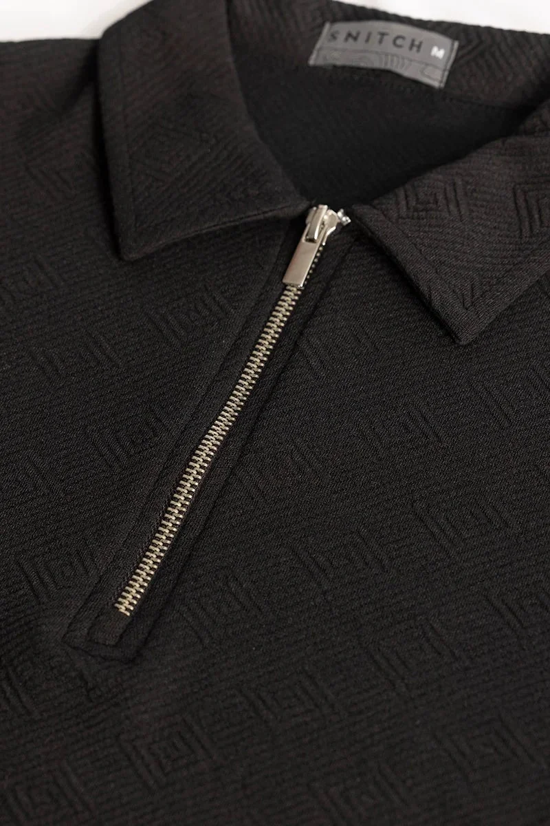 سنيتش تيشيرت بولو مطبوع أسود